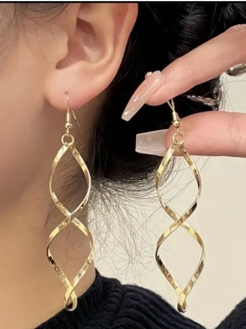 Beginning Boutique Gold Twisted Spiral Drop Earrings - Picture 1 of 5